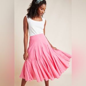 Anthropologie Maeve Flounced Midi Skirt Size 2